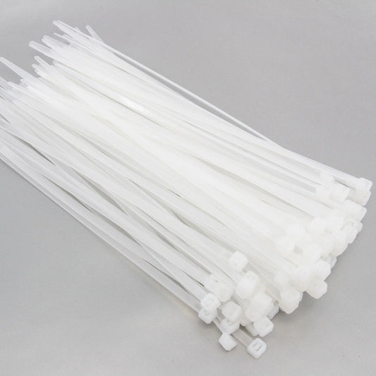 100 Pack Heavy Duty 8 Inches (50Lbs) Zip Cable Tie down Strap Wire Uv White Clear Natural Nylon Wrap